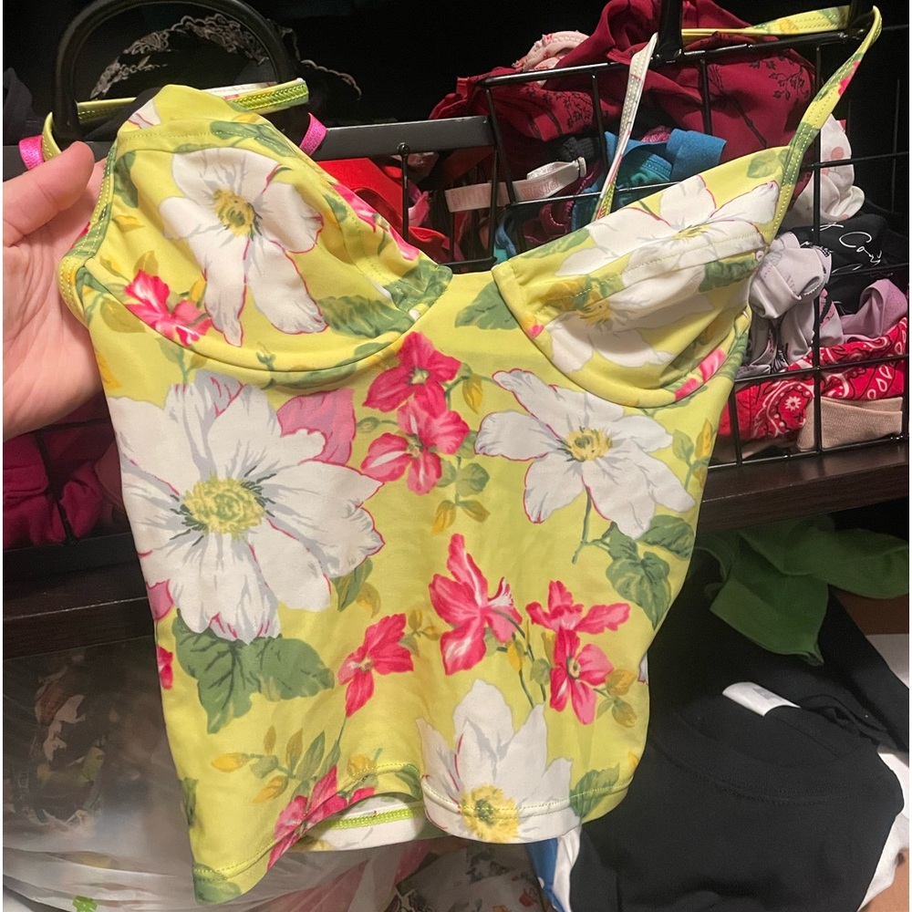Victoria Secret Pink and Green Floral Tankini
